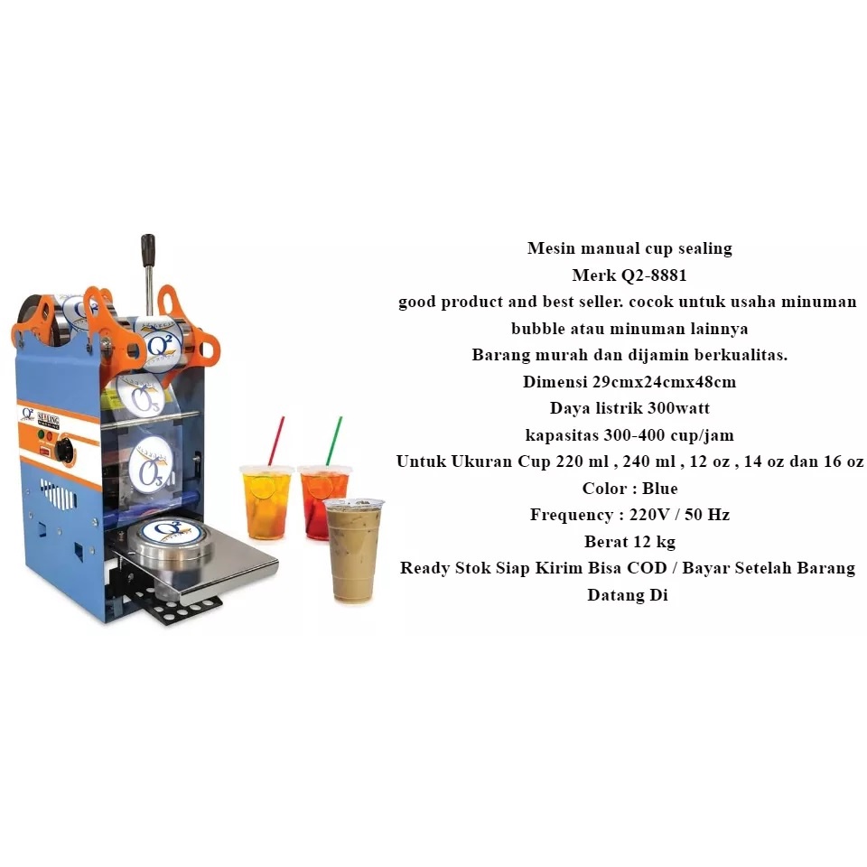 SEALING MACHINE CUP SEALER Q2 888 Mesin Seal Press Kemasan Gelas Plastik Minuman 12 - 16 Oz Q2 MURAH