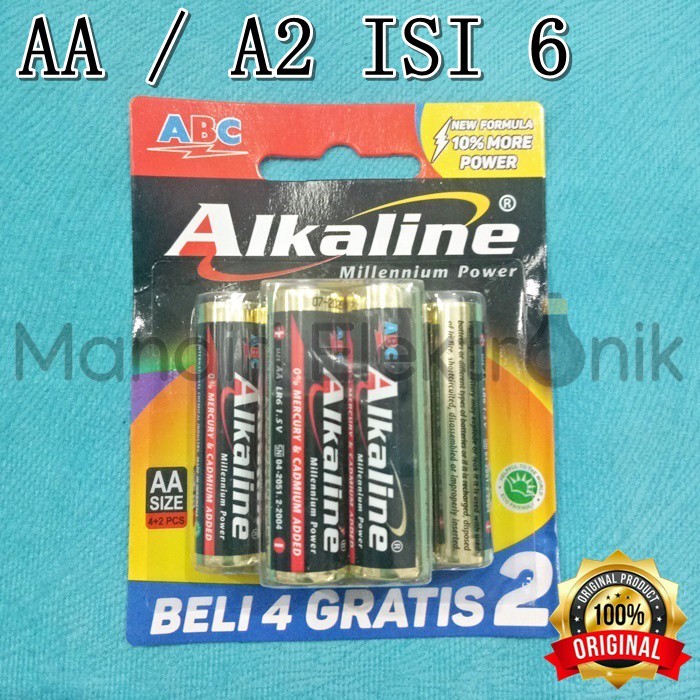 Baterai ABC Alkaline AA / A2 isi 6