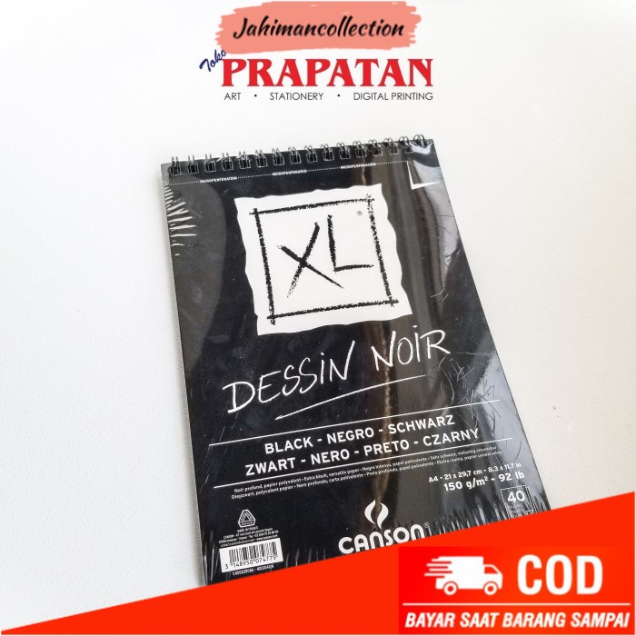 

✨ BISA COD ✨ CANSON XL Dessin Noir A4 Extra Black / Black Drawing Pad