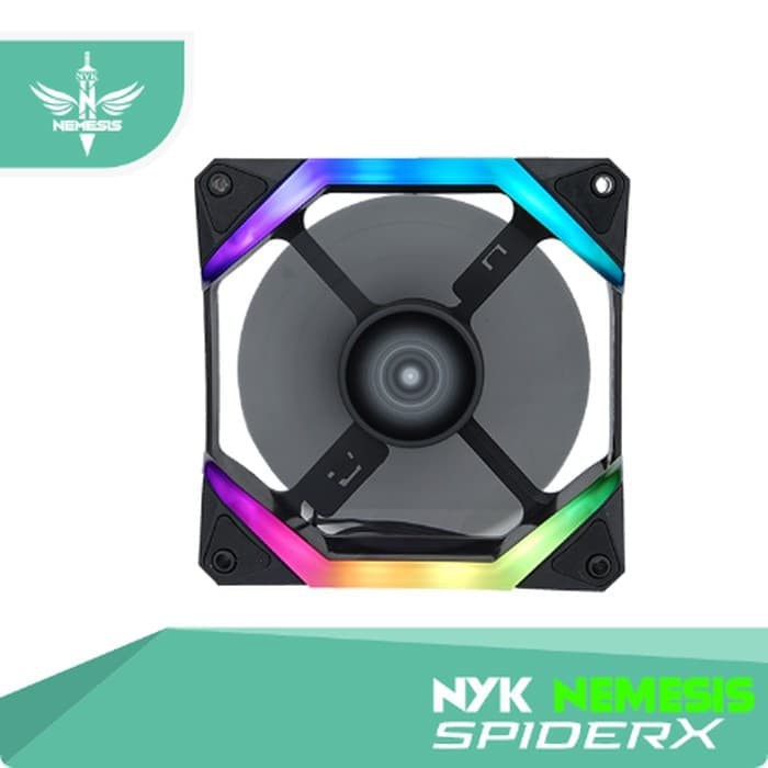 NYK Spider X Shape Fan Casing 12cm LED RGB Illumination Gaming Fan Case 12 Cm