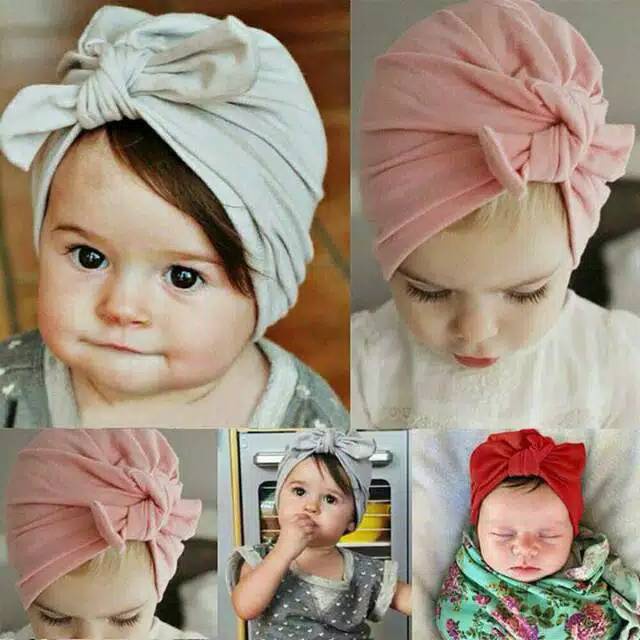 Turban Bayi / Turban Baby ( 0-3 tahun ) Pita Polos (READY STOK) Turban Anak