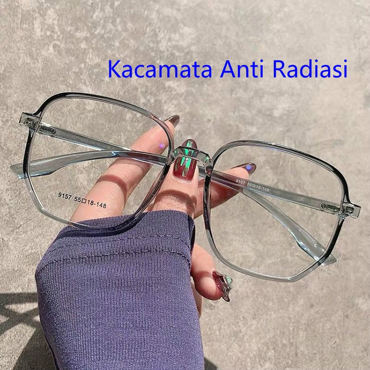 Kacamata Anti Radiasi Model Polygon Frame Kecil Wanita Pria