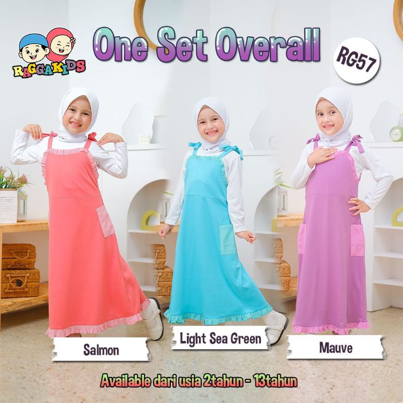 Set Over All Gamis Anak Perempuan Remaja Tanggung Terbaru 2023 Baju Muslim Casual Syar'i Bahan Kaos katun Nyaman Adem Original Casual Raggakids