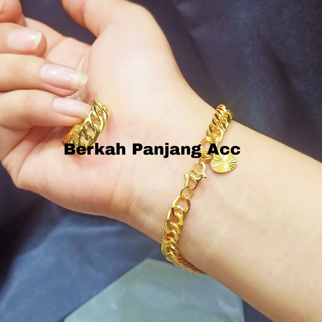 Gelang Rantai+gelang rantai Emas Dubay logam anti karat