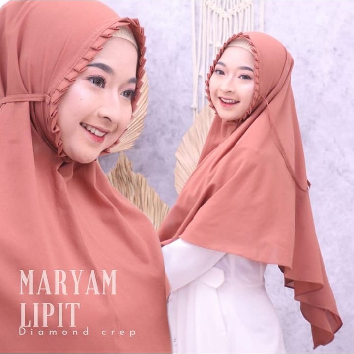 Hijab instan Sarah Lipit / Jilbab Instan Bergo Sarah Lipit / Kerudung Instan Premium Diamond Crepe