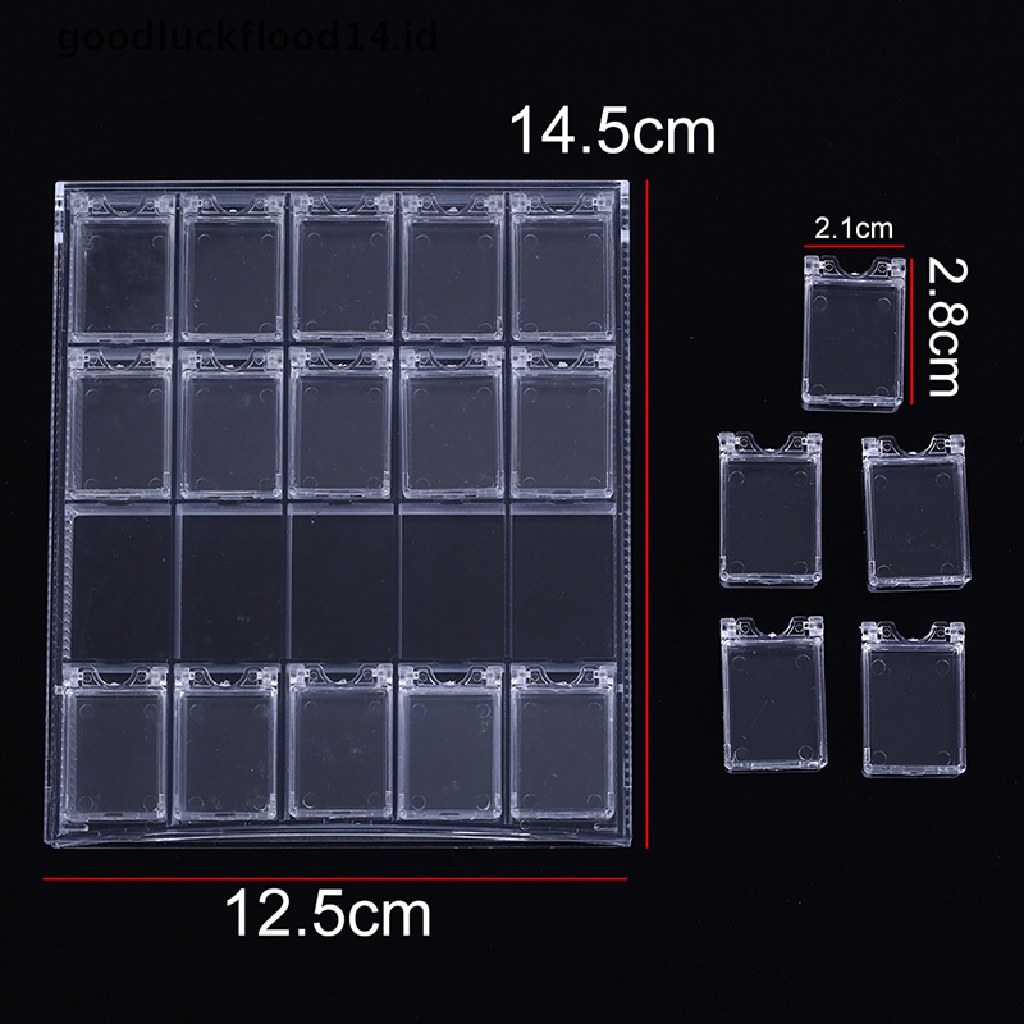 [OOID] 20 Grids Clear Nail Art Display Tray Glitter Rhinestone Decor Storage Box Case ID