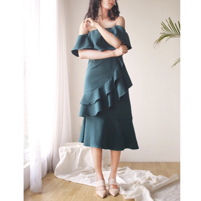 PRELOVED YUAN Emerald Party  Dress Baju  Pesta  Dress Pesta  