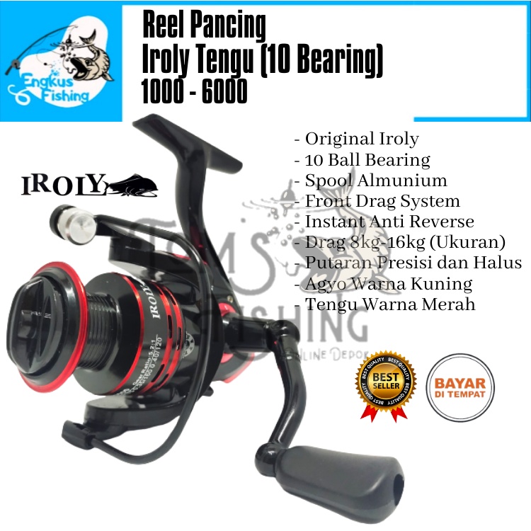 Reel Pancing Iroly Tengu 1000 - 6000 (10 Bearing) Murah Berkualitas - Engkus FIshing