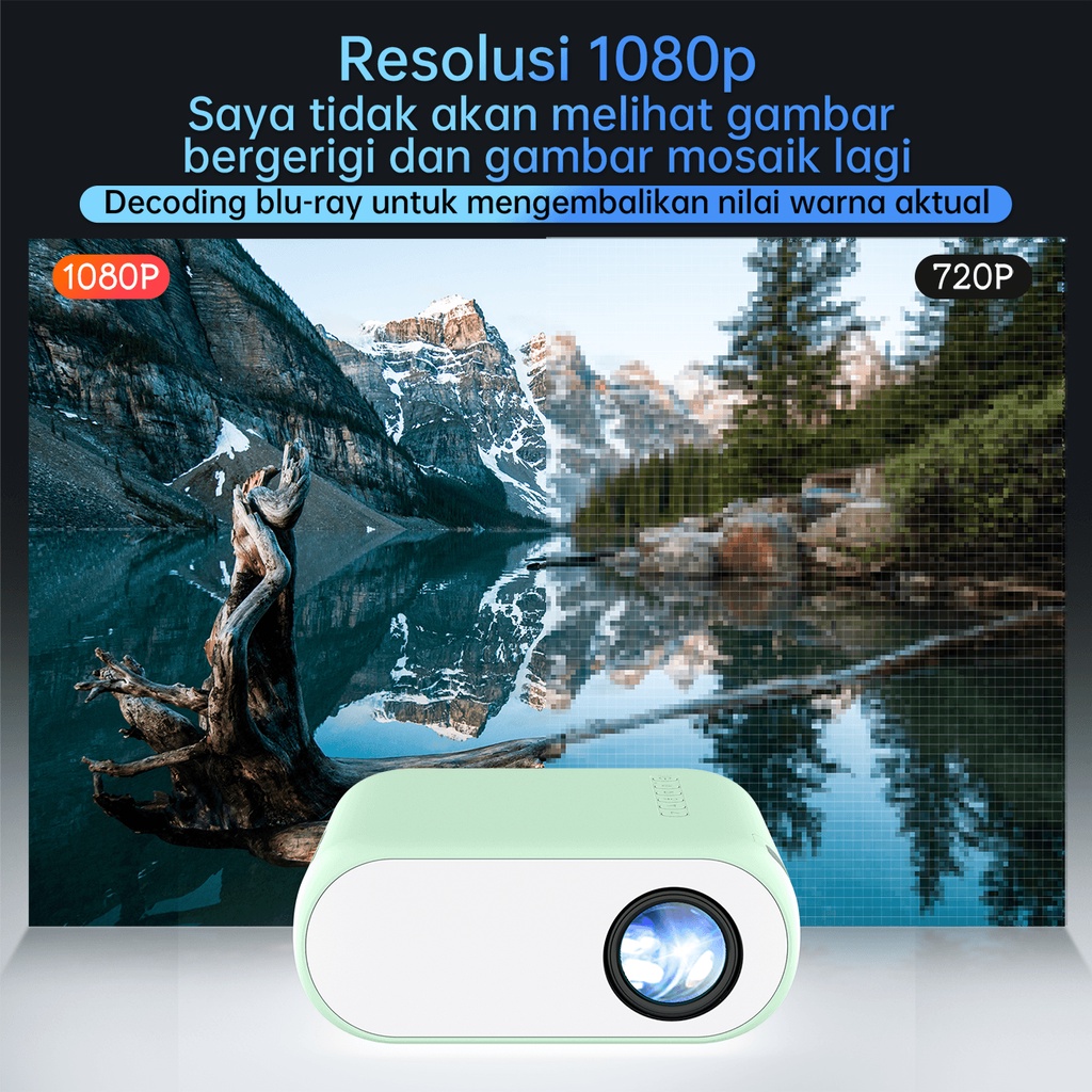 Qiaolet Z1 Proyektor Mini 2600 Lumens Airplay Projector Support 1080P Konek Hp Laptop Android Smart Proyektor Infokus Proyektor