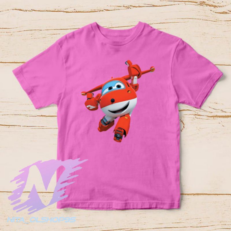 baju kaos anak superwings merah series tv pesawat