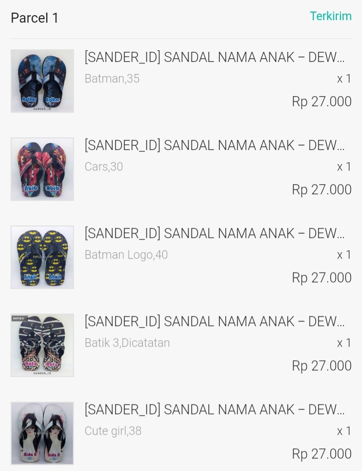 [sander_id] Sandal Nama Anak - Dewasa Karakter Batik