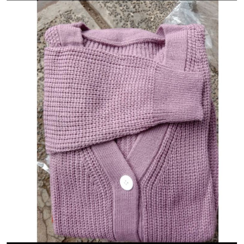 CARDIGAN RAJUT CARRA PREMIUM 7 GATE BAHAN TEBAL-Kulit bawang/nila