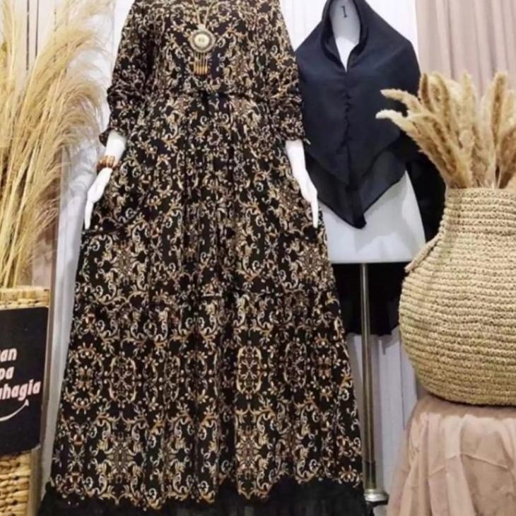 Paling Diminati Baru gamis rayon motif sultan / gamis 2022 modern lebaran mewah / tunik dewasa terba