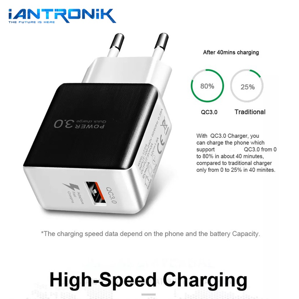 ULTRON QC3.0 USB Adapter Charger - Adaptive Fast Charging 3A