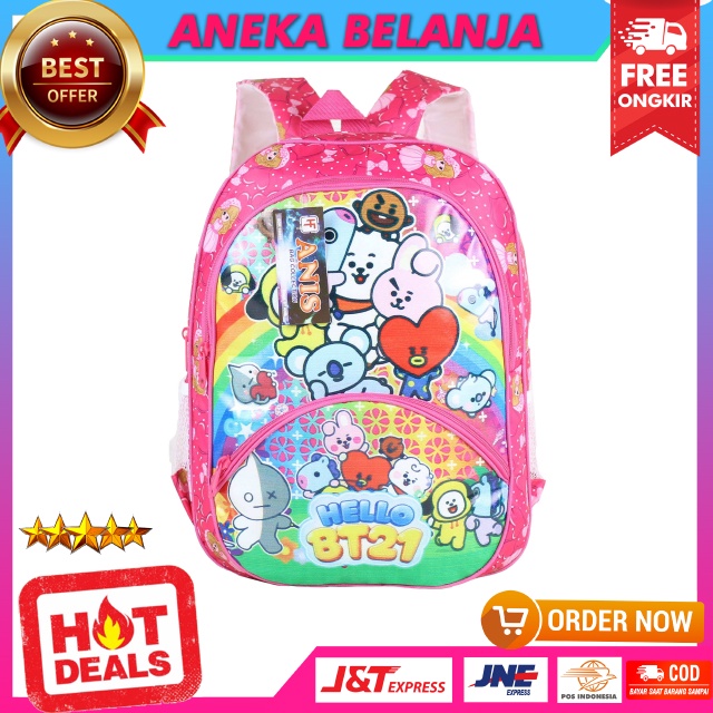 Tas Gendong Sekolah Anak Perempuan Backpack Cantik Karakter Boneka Warna Pink Fashion Anak Lucu Imut