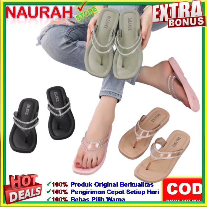 SENDAL WANITA BALANCE 1256 13 ORIGINAL SANDAL JEPIT JELLY BENING LIST ELEGANT KUAT NYAMAN AWET SOL KARET TIDAK LICIN