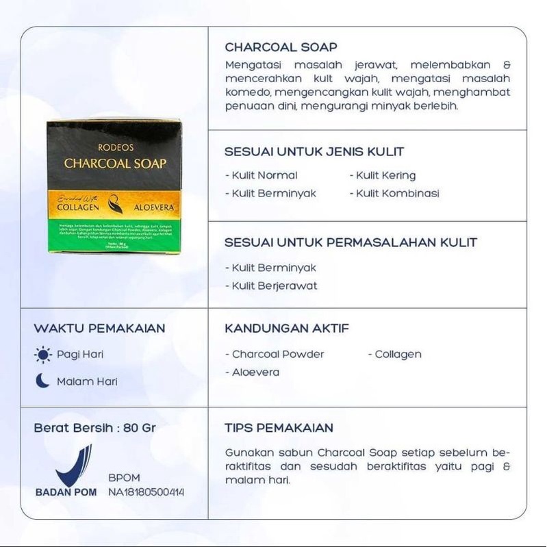 Sabun Wajah Pria Rodeos Skincare Perawatan Wajah Pria Sabun Pembersih Wajah Pria Penghilang Bekas Jerawat Komedo Flek Hitam Dan Kusam Mengandung Collagen Dan Aloevera SM1