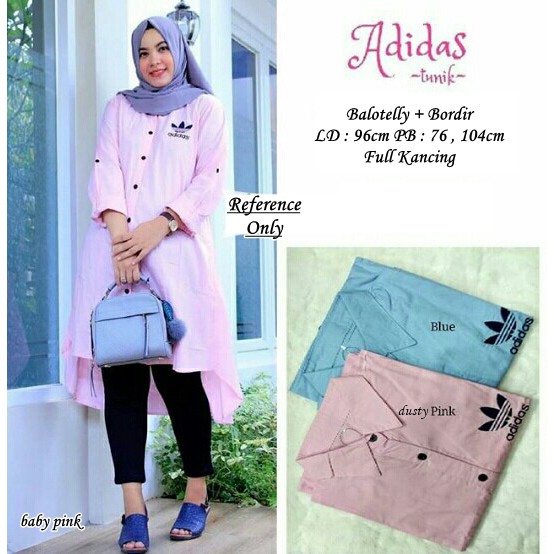 pakaian atasan busana muslim wanita  Baju Atasan Wanita|Adidas Tunik|Blouse Tunik Baju Muslim Blus