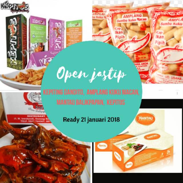 Jasa titip oleh-oleh balikpapan,  Kepiting Dandito,  amplang,  pondok mantau, ready 21 januari 2018