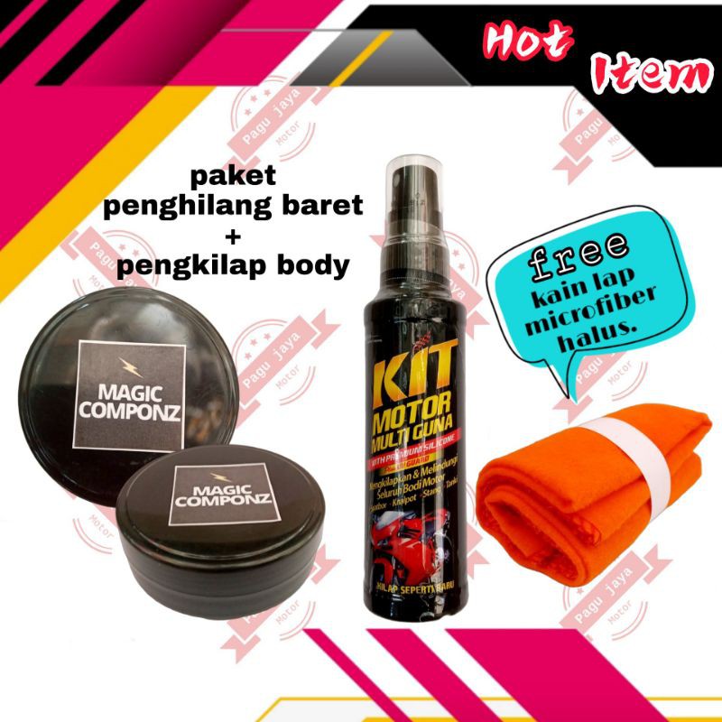 penghilang baret body kendaraan 1 paket komplit kompon kit spray gratis lap microfiber