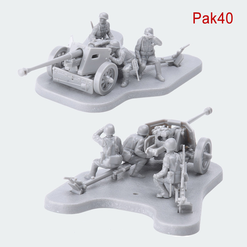 Mainan Rakitan Model Scenario PAK40 M30 M1938 4d 1: 72 Antitank Cannon WW2 Soldier Scene