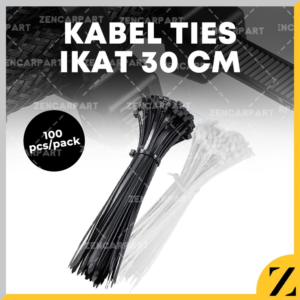 

Kabel Tis 2.5 mm 2,5 mm 30 cm 30cm 300mm Cable Ties Tie Nilon Nylon Tali Alat Pengikat Besar Putih Isi 100 pcs