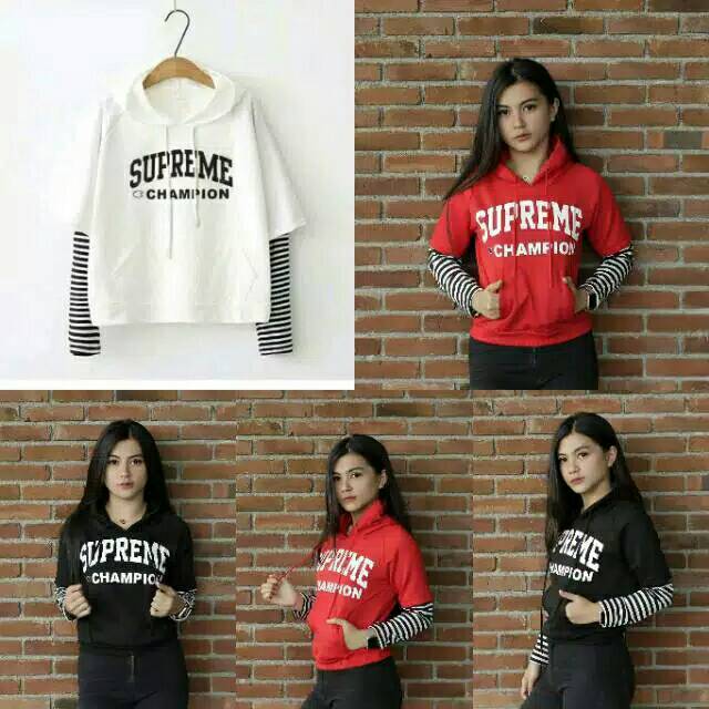 SWEATER SPR CHAMPION / SWEATER KEKINIAN/ tangan double/ bukan model sambungan