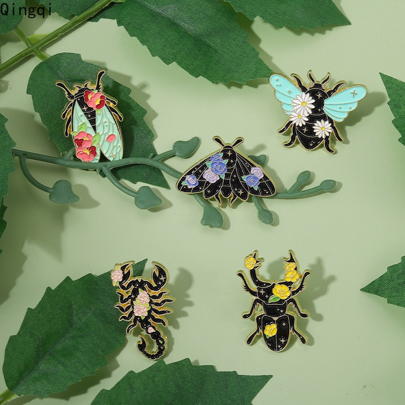 Bros Pin Enamel Bentuk Kartun Lebah Scorpion Beetle Butterfly Warna-Warni Untuk Anak