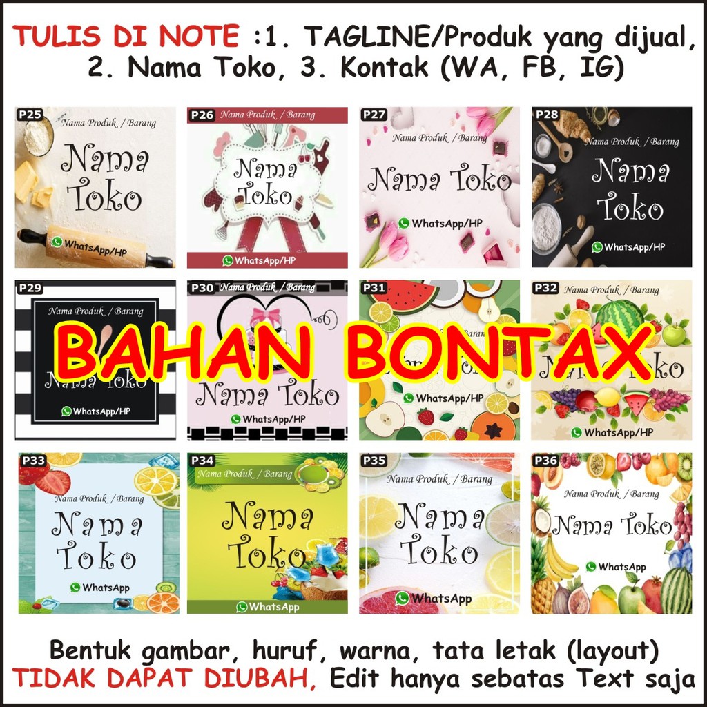 

(BONTAX-9) STIKER PERSEGI ISI 70 /STIKER PRODUK/STIKER KEMASAN/STIKER CATERING/STIKER BOTOL/MAKANAN