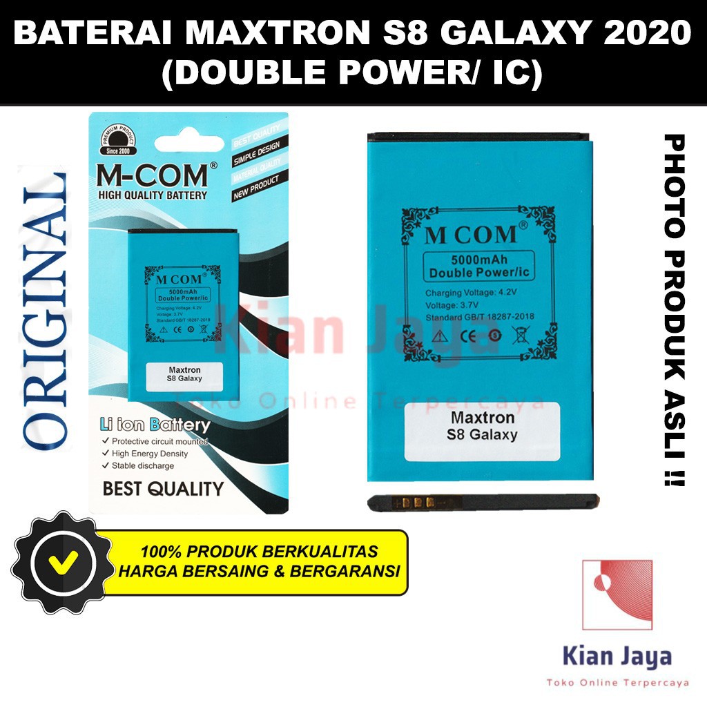 MCOM Baterai Hp Maxtron S8 Galaxy 2020 Original Double Power Batre Batrai Battery Ori