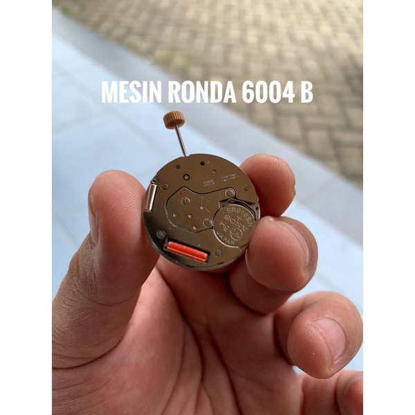 Mesin jam tangan Ronda swiss 6004B detik bawah tanggal double silver