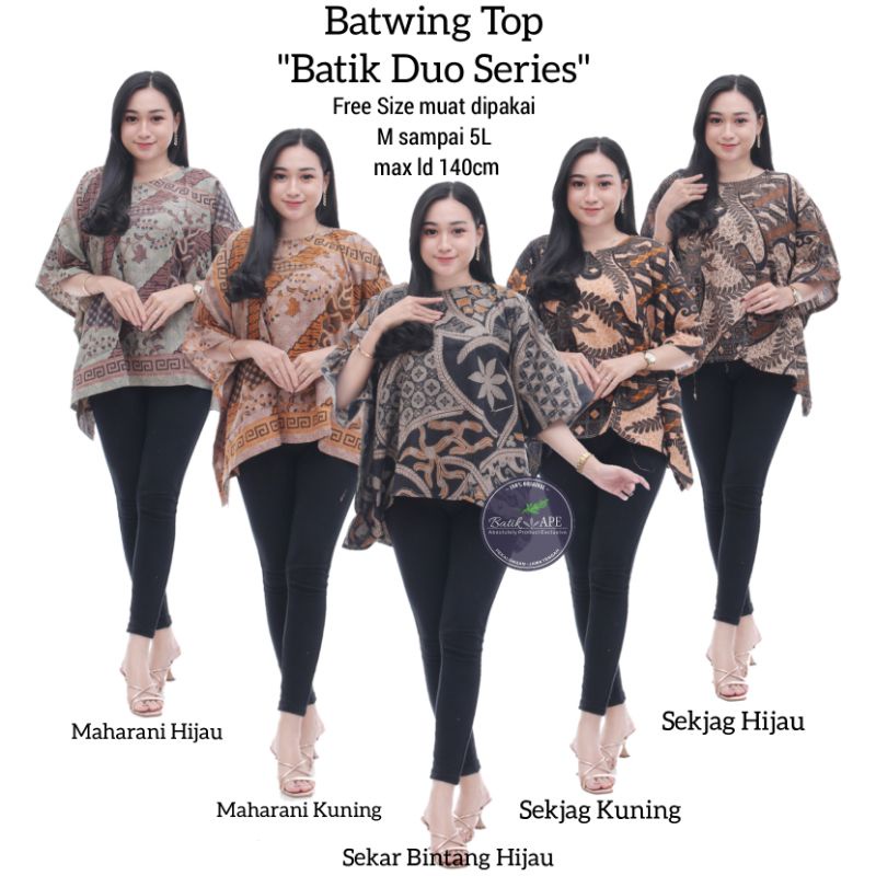 BATWING TOP BATIK DUO SERIES BAJU ATASAN WANITA MODERN BIG SIZE LD 140CM JUMBO MURAH