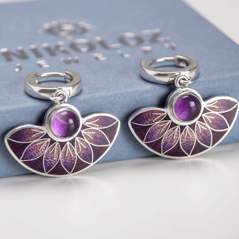 1 Pasang Anting Bentuk Bunga Geometris Bahan Logam Untuk Wanita