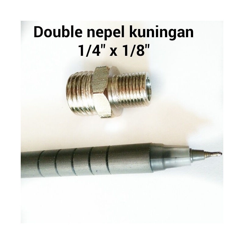 Murah Double Nepel Kuningan 1/4" X 1/8"