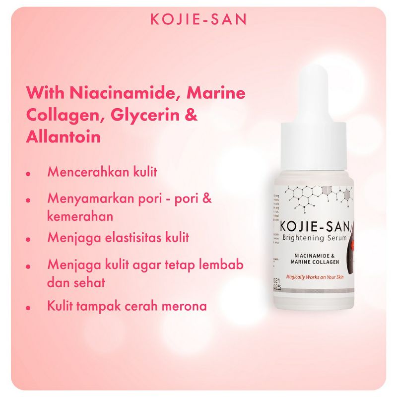 KOJIE SAN SERUM 𝗕𝗥𝗜𝗚𝗛𝗧𝗘𝗡𝗜𝗡𝗚 NIACINAMIDE &amp; MARINE COLLAGEN 25ML [𝗕𝗣𝗢𝗠]