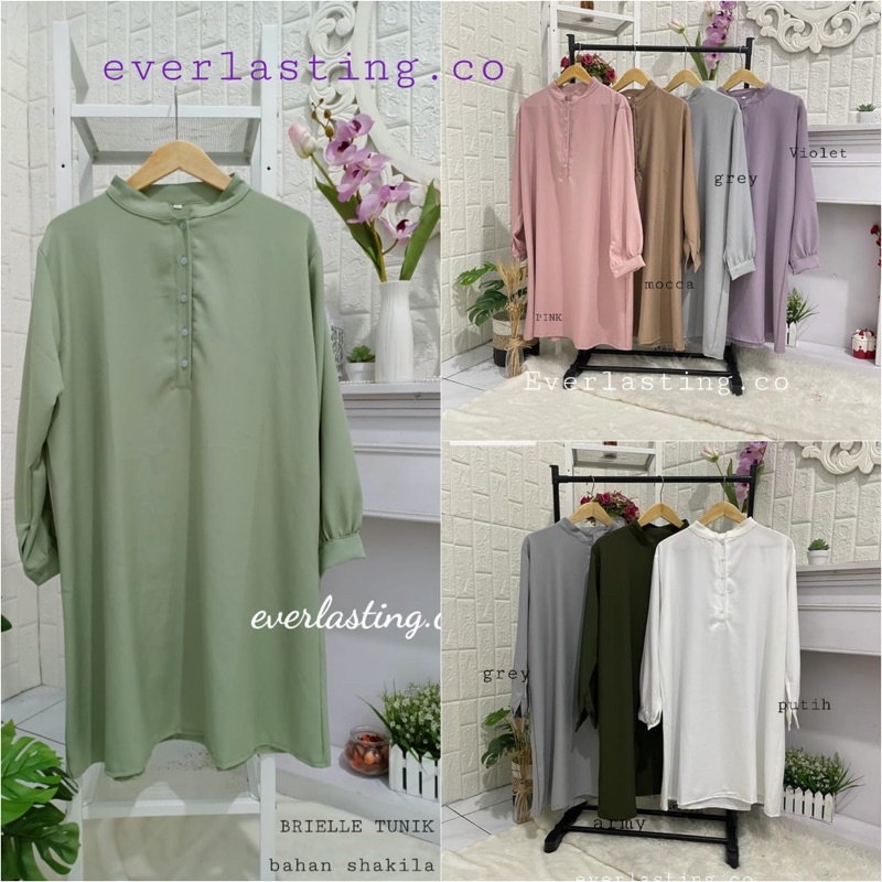 TUNIK BRIELLE /ATASAN WANITA/BAHAN SHAKILA JUMBO LD 100,LD 110,LD 120,LD126Cm