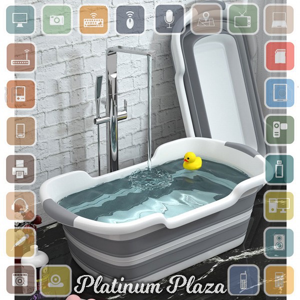 BATHE PROJECT Bak Mandi Bayi Lipat Foldable Baby Bathtub 60 x 40CM - ZD009 - Gray`27HOOC-