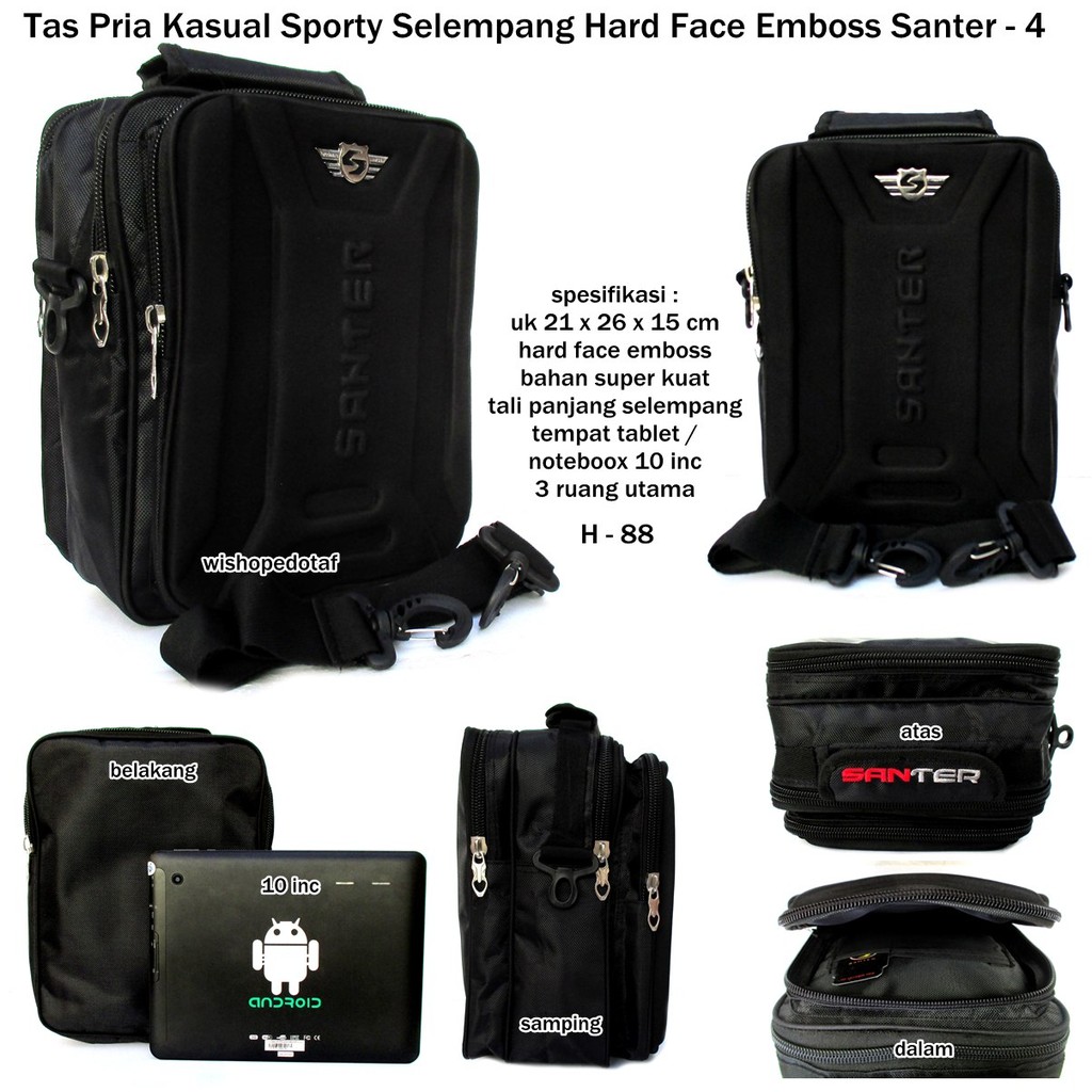 Tas pria murah selempang kasual sport santer - 4 canvas notebook 10 inch