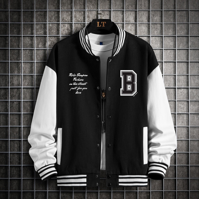 Jaket Bisbol Pria Model Kerah Gaya Korea Seragam Bisbol Fahion Baseball Jacket