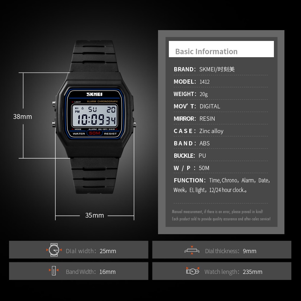 Jam Tangan Skmei 1412 Black Jam Tangan Skmei Jam Tangan Karet Pria Jam Tangan Cowok Sport Jam SKMEI