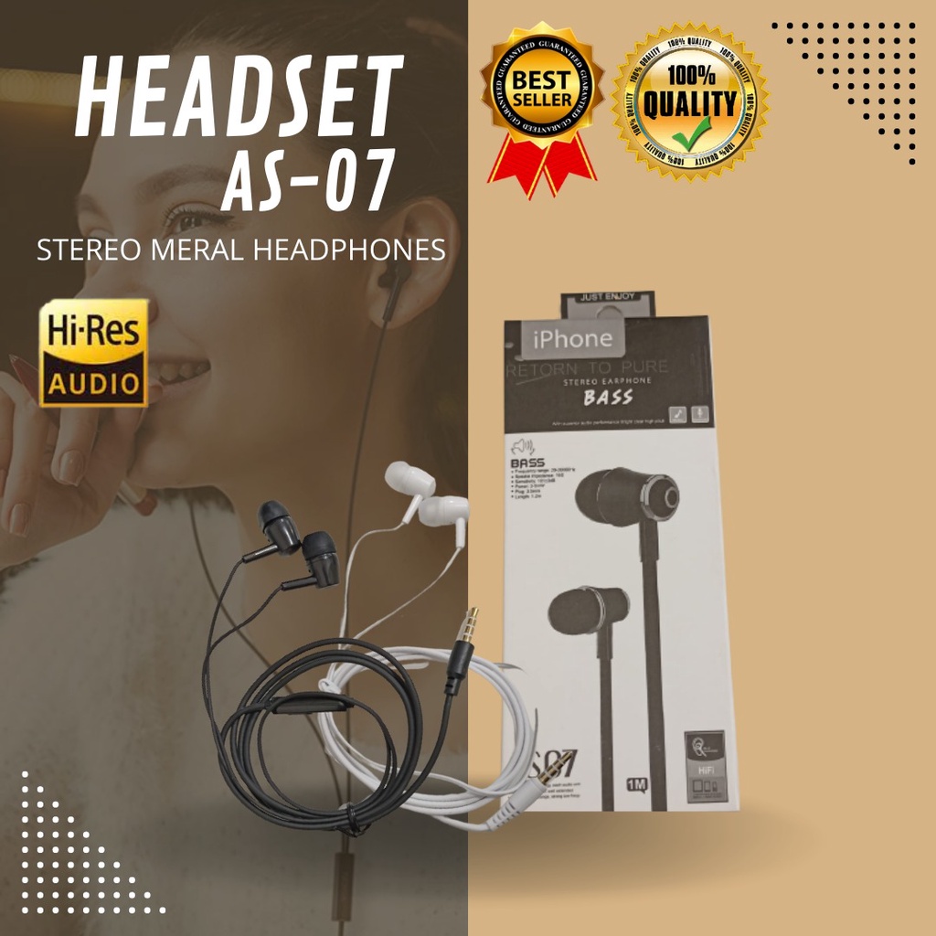 HEADSET / HANDSFREE &lt; IIPHONEE AS07 &gt; SUPER BASS + MIC bisa buat pakai semua tipe hp