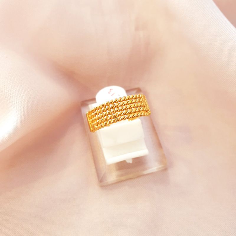 [New] Cincin dewasa model rantai air emas asli kadar 300 6K