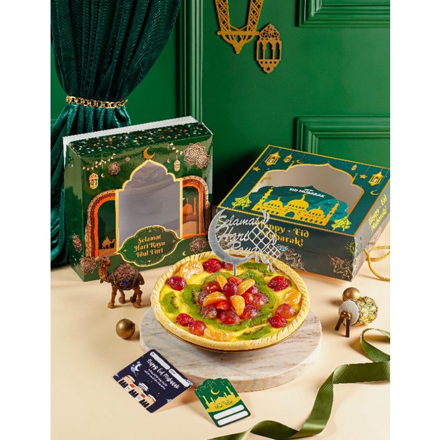 

Tart susu buah hampers idul Fitri edisi lebaran + box + card