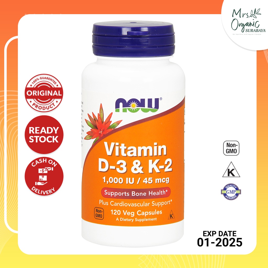 vitamin suplemen now foods d3 k2 d 3   k 2 1000iu   45mcg 120 capsules tulang glukosa