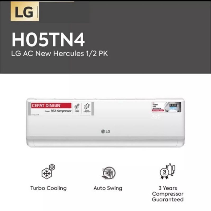 AC LG 1/2 PK H05TN4 NEW HERCULES + INSTALASI PEMASANGAN