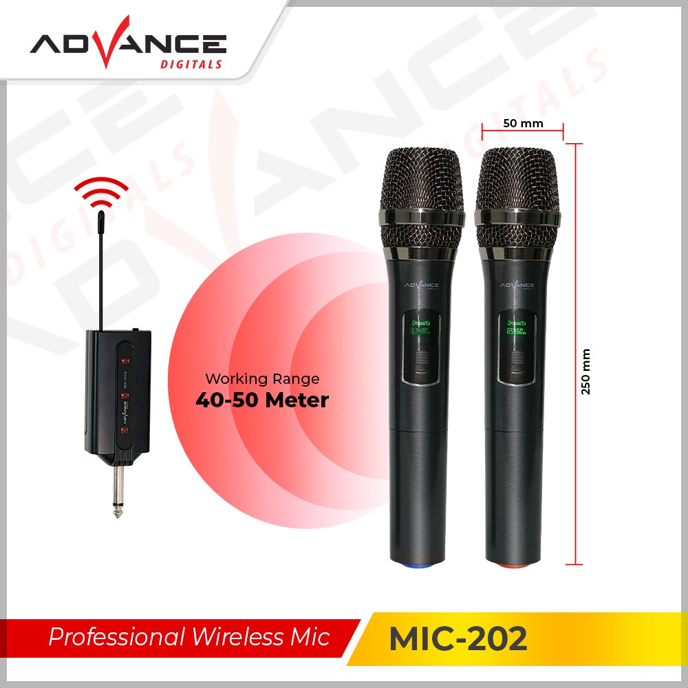 Advance Mic Wireless Mic 201/ 202/301- 2 mic Dua Microphone Garansi 1 Tahun