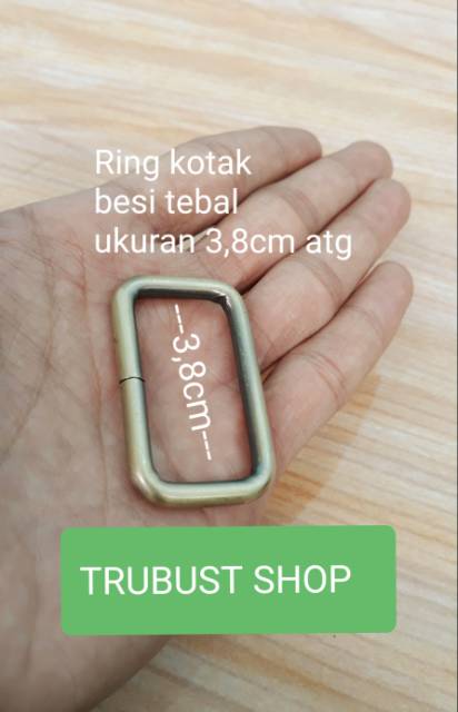 Ring kotak tas besi tebal warna atg poles ukuran 3,8cm jual per 1pc