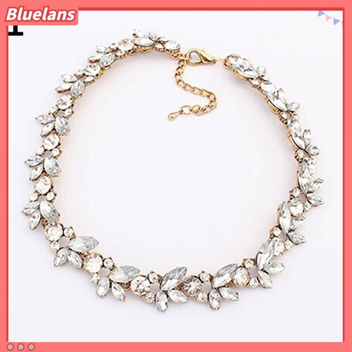 Bluelans Kalung Choker Liontin Bunga Kristal Gaya Vintage Untuk Wanita