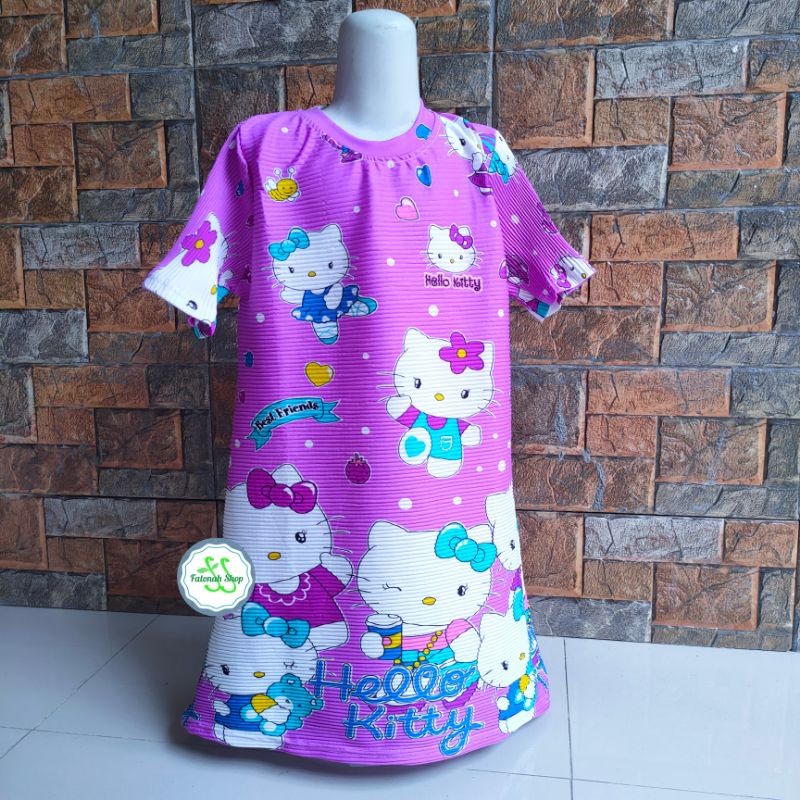 Dress Turun Naik anak 2 3 4 5 6 7 tahun baju anak cewek perempuan motif hellokitty fanta ungu fatonah shop gaun viral turunnaik   ( turnaik HELLOKITTY )