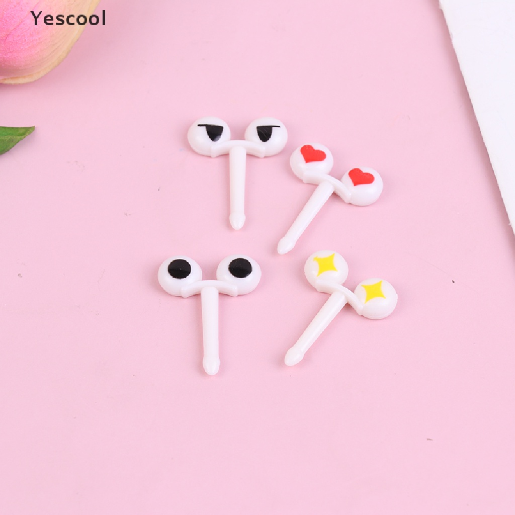 Yescool 10Pcs / Set Garpu Buah / Makanan Mini Bentuk Mata Kartun Lucu